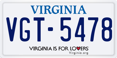 VA license plate VGT5478