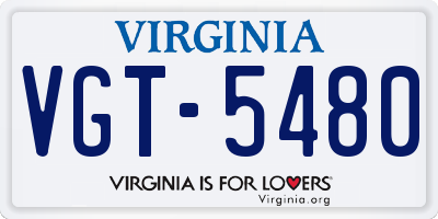 VA license plate VGT5480
