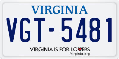 VA license plate VGT5481