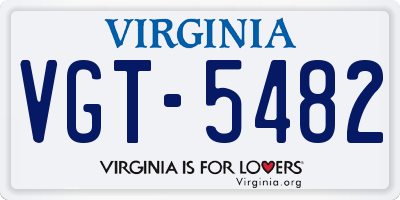 VA license plate VGT5482