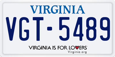 VA license plate VGT5489