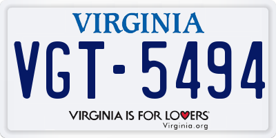 VA license plate VGT5494