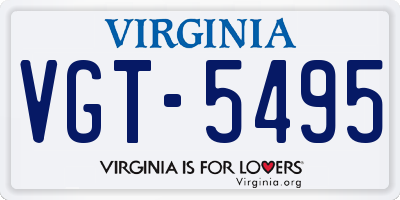 VA license plate VGT5495