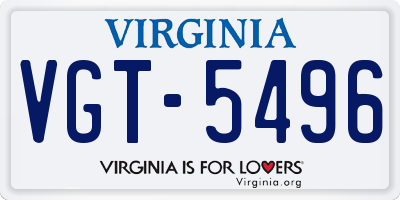 VA license plate VGT5496