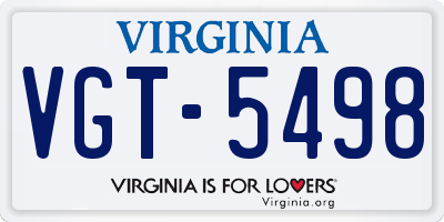 VA license plate VGT5498