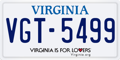 VA license plate VGT5499