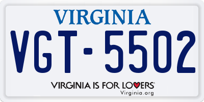 VA license plate VGT5502