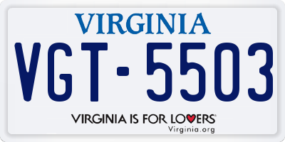 VA license plate VGT5503