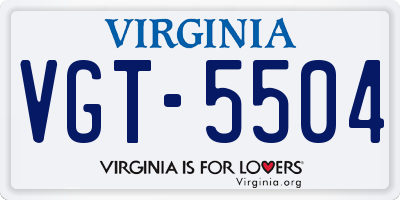 VA license plate VGT5504