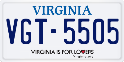 VA license plate VGT5505