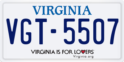 VA license plate VGT5507