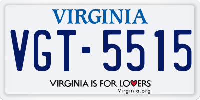 VA license plate VGT5515