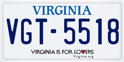 VA license plate VGT5518