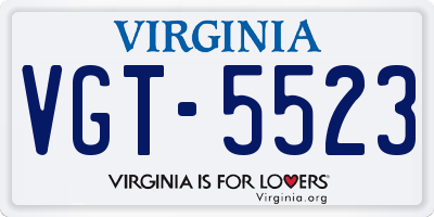 VA license plate VGT5523