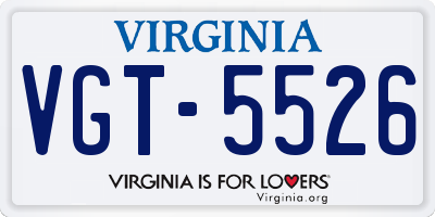 VA license plate VGT5526