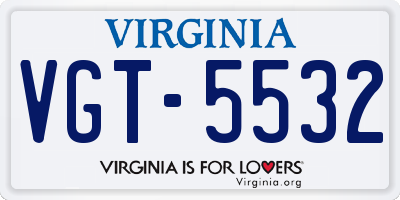 VA license plate VGT5532