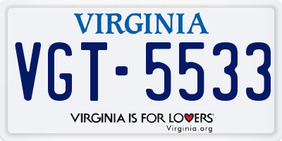 VA license plate VGT5533