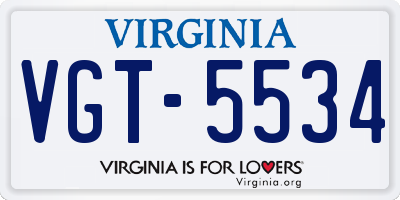 VA license plate VGT5534