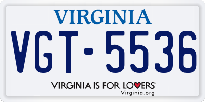 VA license plate VGT5536