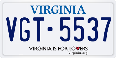 VA license plate VGT5537