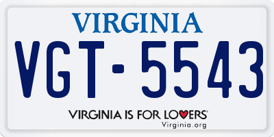 VA license plate VGT5543