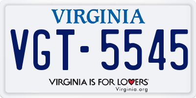 VA license plate VGT5545