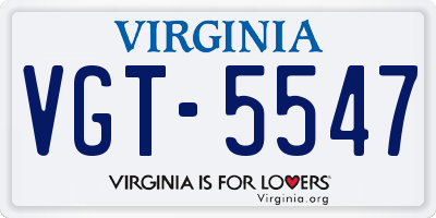 VA license plate VGT5547