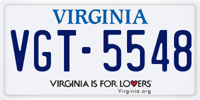 VA license plate VGT5548