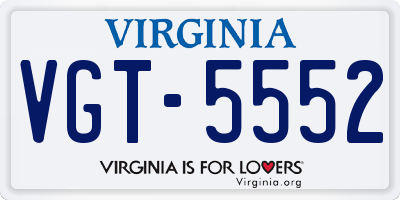 VA license plate VGT5552
