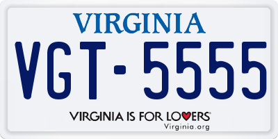 VA license plate VGT5555