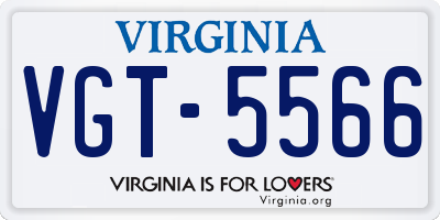 VA license plate VGT5566
