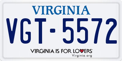 VA license plate VGT5572