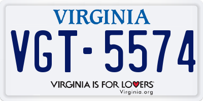 VA license plate VGT5574