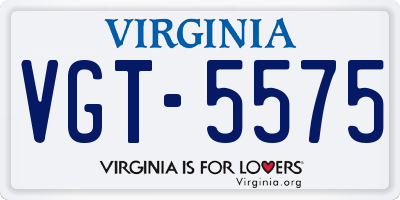 VA license plate VGT5575