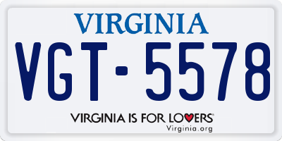 VA license plate VGT5578