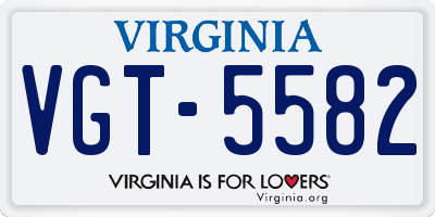 VA license plate VGT5582