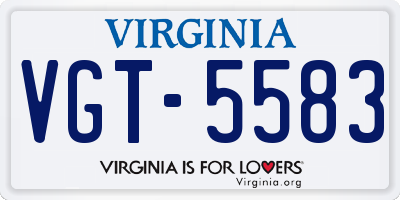 VA license plate VGT5583