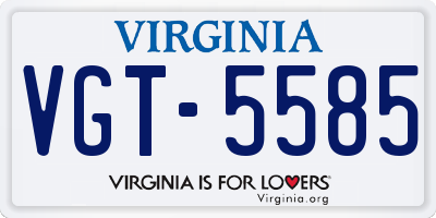 VA license plate VGT5585