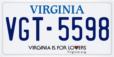 VA license plate VGT5598