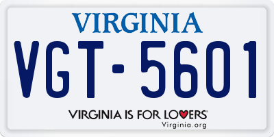 VA license plate VGT5601
