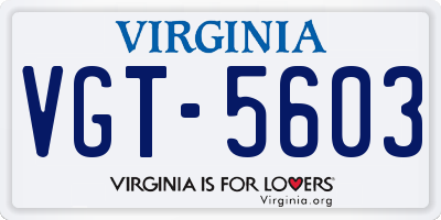 VA license plate VGT5603