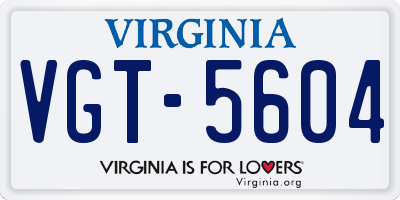 VA license plate VGT5604