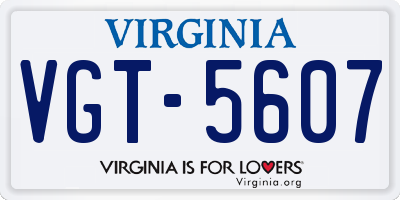 VA license plate VGT5607