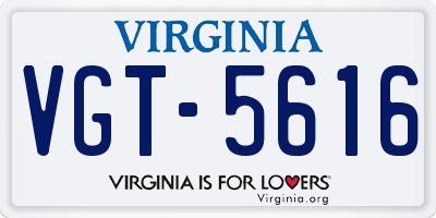 VA license plate VGT5616
