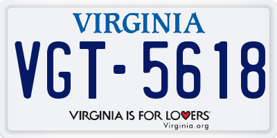 VA license plate VGT5618