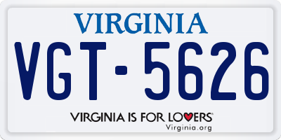 VA license plate VGT5626