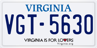 VA license plate VGT5630
