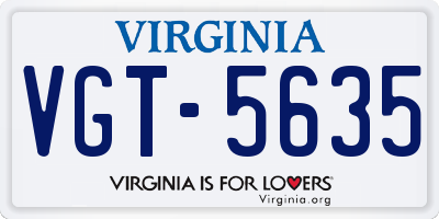 VA license plate VGT5635