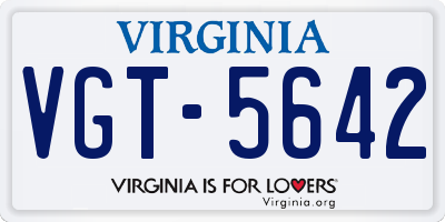 VA license plate VGT5642