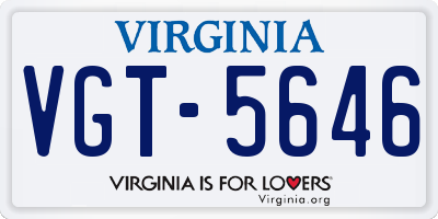VA license plate VGT5646